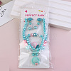 Cute Unicorn Alloy Plastic Children's Beaded Necklace & Bracelet & Cuff Ring & Clip-on Earring Jewelry Sets for Girl's FS-WGF4311-05-1