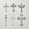 6Pcs 6 Styles Tibetan Style Alloy Cross Pendants FIND-FS0002-57-7