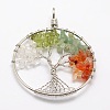Tree of Life Mixed Stone Bead Brass Wire Wrapped Big Pendants KK-L136-01A-NR-1
