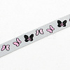 Single Face Butterfly Printed Polyester Grosgrain Ribbon OCOR-S033-9mm-03-1