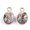 Electroplate Natural Rhodonite Charms G-S344-09B-2