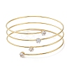 Ion Plating(IP) 304 Stainless Steel Triple Loops Wire Wrap Bangle BJEW-K227-02G-2