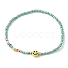 Acrylic Smiling Face & Seed Beaded Stretch Bracelet BJEW-JB09490-3