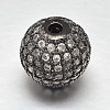 Round Brass Micro Pave Cubic Zirconia Beads ZIRC-N016-01B-12mm-1