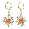 Golden Alloy Sun Shape Dangle Leverback Earrings with Cat Eye EJEW-JE05587-03-1