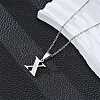 201 Stainless Steel Crystal Rhinestone Initial Pendant Necklaces FS-WG28760-26-1