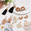 6 Pairs 6 Style Donut & Kite & Flat Round & Arch Rattan Dangle Stud Earrings EJEW-AN0001-28-7