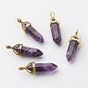 Natural Amethyst Pointed Pendants G-G902-A04-2