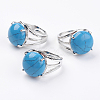 Adjustable Synthetic Turquoise Finger Rings RJEW-F075-01E-1