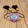 Glass Seed Braided Bead Bracelet with Double Tassel BJEW-A121-26A-4