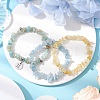 3Pcs 3 Styles Natural Citrine & Flower Amazonite & Aquamarine Aventurine Chips Stretch Bracelets Sets BJEW-JB11076-05-2