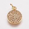 Brass Cubic Zirconia Charms KK-P134-25G-1