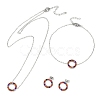 Ring 304 Stainless Steel Colorful Rhinestone Pendant Necklaces & Bracelets & Stud Earrings Sets for Women SJEW-C004-09P-02-1