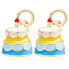 6Pcs Real 18K Gold Plated Brass Enamel Pendants KK-BBC0015-31-1