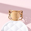 304 Stainless Steel Rhinestone Saint Benedict Open Cuff Rings RJEW-M069-01G-1