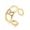 Clear Cubic Zirconia Initial Letter Open Cuff Ring RJEW-A012-01G-R-2