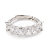 Clear Cubic Zirconia Heart Adjustable Ring RJEW-F124-05P-2