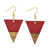 Resin & Walnut Wood Triangle Dangle Earrings EJEW-JE05505-04-1