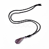 Natural Amethyst Hexagon Pendant Necklace with Nylon Cord NJEW-G094-A01-4