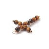Natural Tiger Eye Faceted Round Copper Wire Wrapped Pendants PALLOY-JF02011-04-3