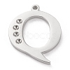 Tarnish Resistant 304 Stainless Steel Letter Pendant Rhinestone Settings STAS-J028-01Q-1