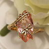 Leaf & Dragonfly Brass Glass Finger Rings FS-WGB6037-05-2