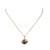 Natural Amethyst Copper Wire Wrapped Planet Pendant Brass Cable Chain Necklaces for Women NJEW-TA00260-02-2