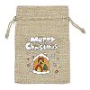 Christmas Printed Burlap Packing Pouches Drawstring Bags ABAG-Q053-02A-11-1