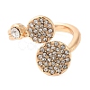 Crystal Rhinestone Flat Round Open Cuff Rings RJEW-Q774-02LG-5