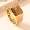 304 Stainless Steel and Natural Tiger Eye Finger Rings FS-WGCBD79-20-1