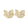 Brass Micro Pave Clear Cubic Zirconia Butterfly Connector Charms KK-Q031-04G-1