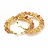 Natural Agate+Crystal Beaded Hoop Earrings for Women EJEW-C003-03P-RS-2