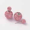 Double Austrian Crystal Ball Ear Studs EJEW-D177-05-2