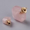 Rhombus Natural Rose Quartz Perfume Bottle Pendants G-H241-01B-G-2