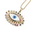 Rack Plating Brass Colorful Cubic Zirconia Eye Pendant Box Chain Necklaces NJEW-P317-02G-1