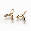 Brass Cubic Zirconia Charms ZIRC-E162-14G-1