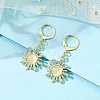 Golden Alloy Sun Shape Dangle Leverback Earrings with Cat Eye EJEW-JE05587-02-2