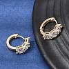 Brass Pave Cubic Zirconia Hoop Earrings KK-CBACA55-06G-4