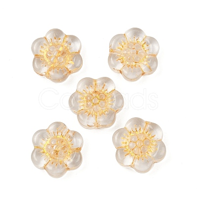 Baking Paint and Golden Metal Enlaced Glass Beads DGLA-T004-10B-1