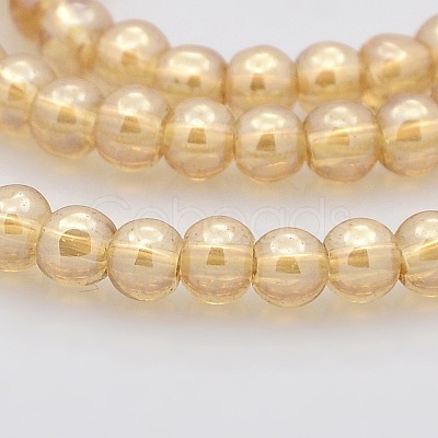 Pearl Luster Plated Glass Round Beads Strands GLAA-A025-4mm-PL01-1