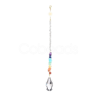 Glass Teardrop Chandelier Pendant Decorations HJEW-JM00856-1