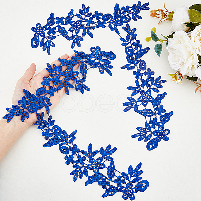 Flower Polyester Embroidery Lace Ornament Accessories PATC-WH0005-53B-1