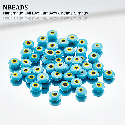 Handmade Evil Eye Lampwork Beads Strands LAMP-NB0001-60A-01-1