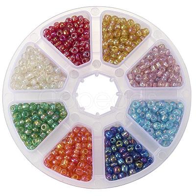 Multicolor 6/0 Transparent Glass Seed Beads Diameter 4mm Loose Beads for Jewelry Making SEED-PH0001-16-1