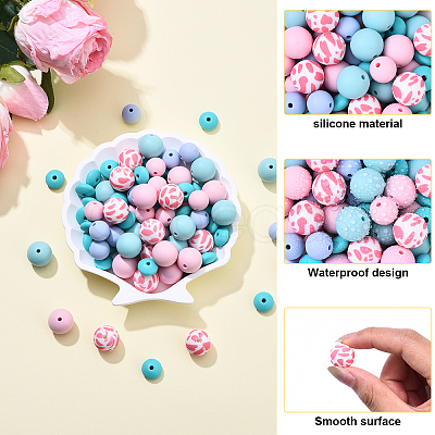 85Pcs 4 Styles Food Grade Eco-Friendly Silicone Beads SIL-YW0001-68-1