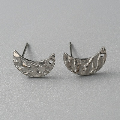 304 Stainless Steel Textured Geometry Stud Earring Findings with Hole STAS-WH0027-54K-1