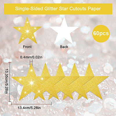 60Pcs Paper Glitter Star Wall Decoration AJEW-SP0001-17A-1