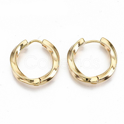 Brass Huggie Hoop Earrings X-KK-T062-45G-NF-1