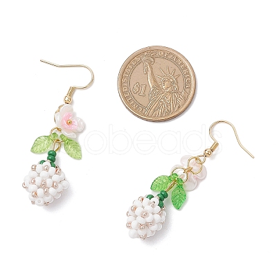 Flower 304 Stainless Steel Glass Seed Beads Dangle Earrings EJEW-MZ00470-1