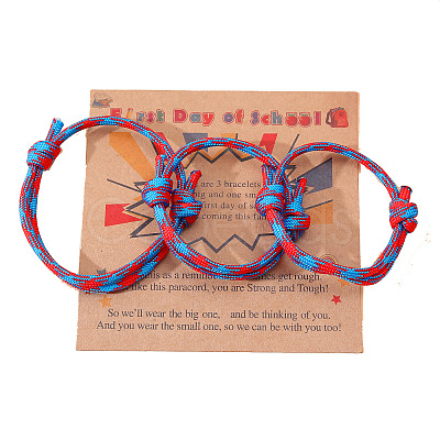 3Pcs 3 Styles Polyester First Day of School Bracelets FS-WG342D8-08-1
